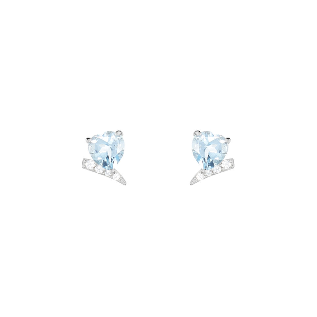 Thumbnail - Damen Ohrstecker Weißgold 375 Topas Blau 1,32ct Herz Eva , Ohrstecker mit Stein