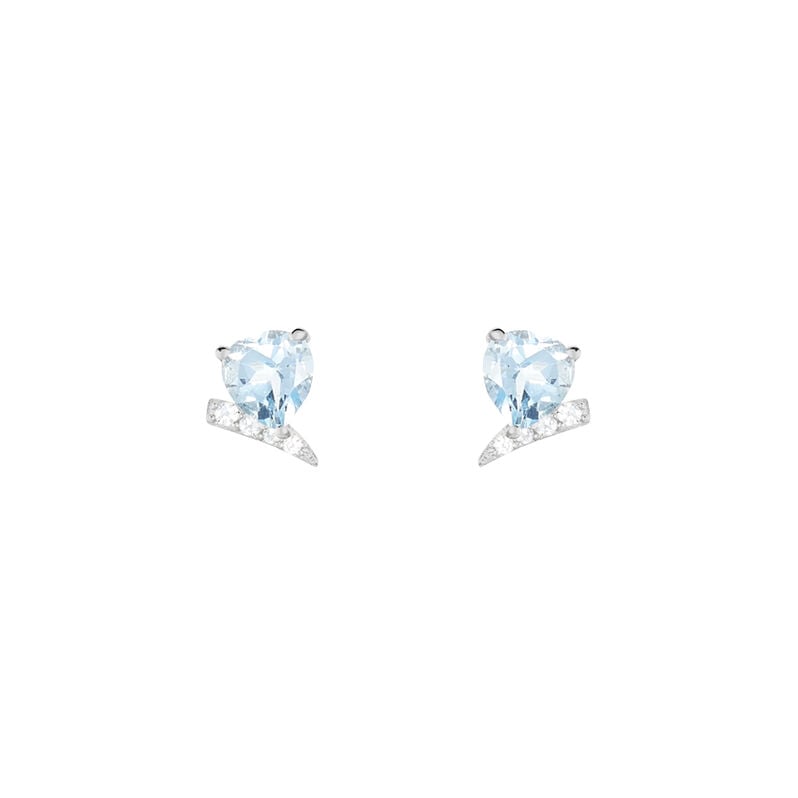 Damen Ohrstecker Weißgold 375 Topas Blau 1,32ct Herz Eva  - Ohrstecker Damen | OROVIVO