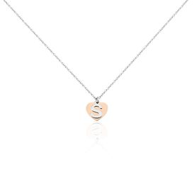 Damen Halskette Silber 925 Bicolor Buchstabe S - Herzketten Damen | OROVIVO