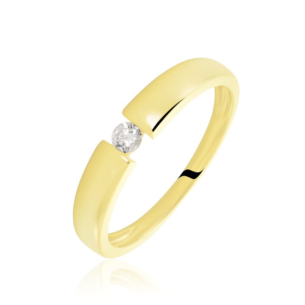 Valencia Damen Ring Gold 375 (9 Karat) Diamant Weiß 0,08 ct Kreis B 3,65 mm, Ring mit Stein