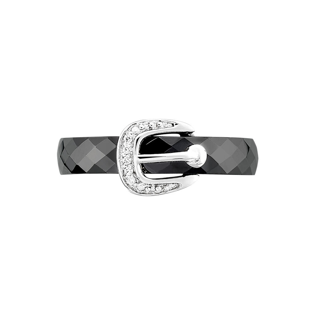 Bague Nabila Argent Blanc Céramique Et Oxyde De Zirconium - Spannringe Damen | OROVIVO