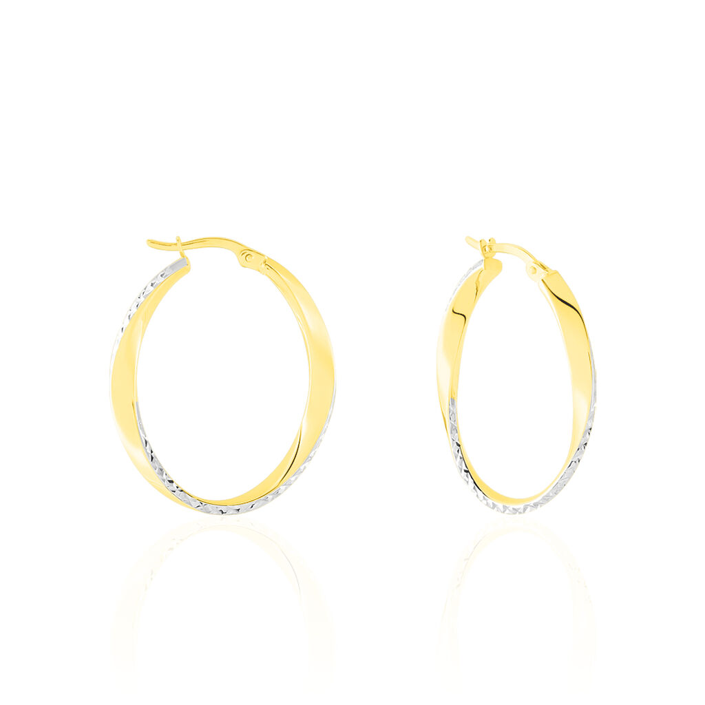 Damen Creolen Gold 375 Bicolor Diamantiert Doralynne - Creolen Damen | OROVIVO