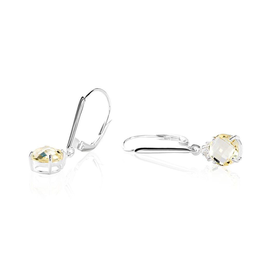 HADLEE Damen Ohrringe Lang Silber Silber 925 Glas Zitrone