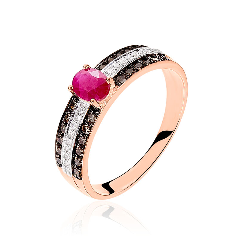 Bague Lexina Or Rose Rubis Et Diamant - Spannringe Damen | OROVIVO