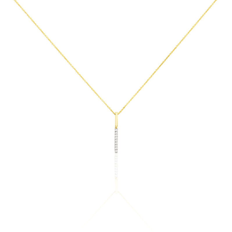 LINE 2 Damen Collier Gold Bicolor 375 (9 Karat) Diamant Wei&szlig; 0,08 ct Balken - Halsketten Damen | OROVIVO