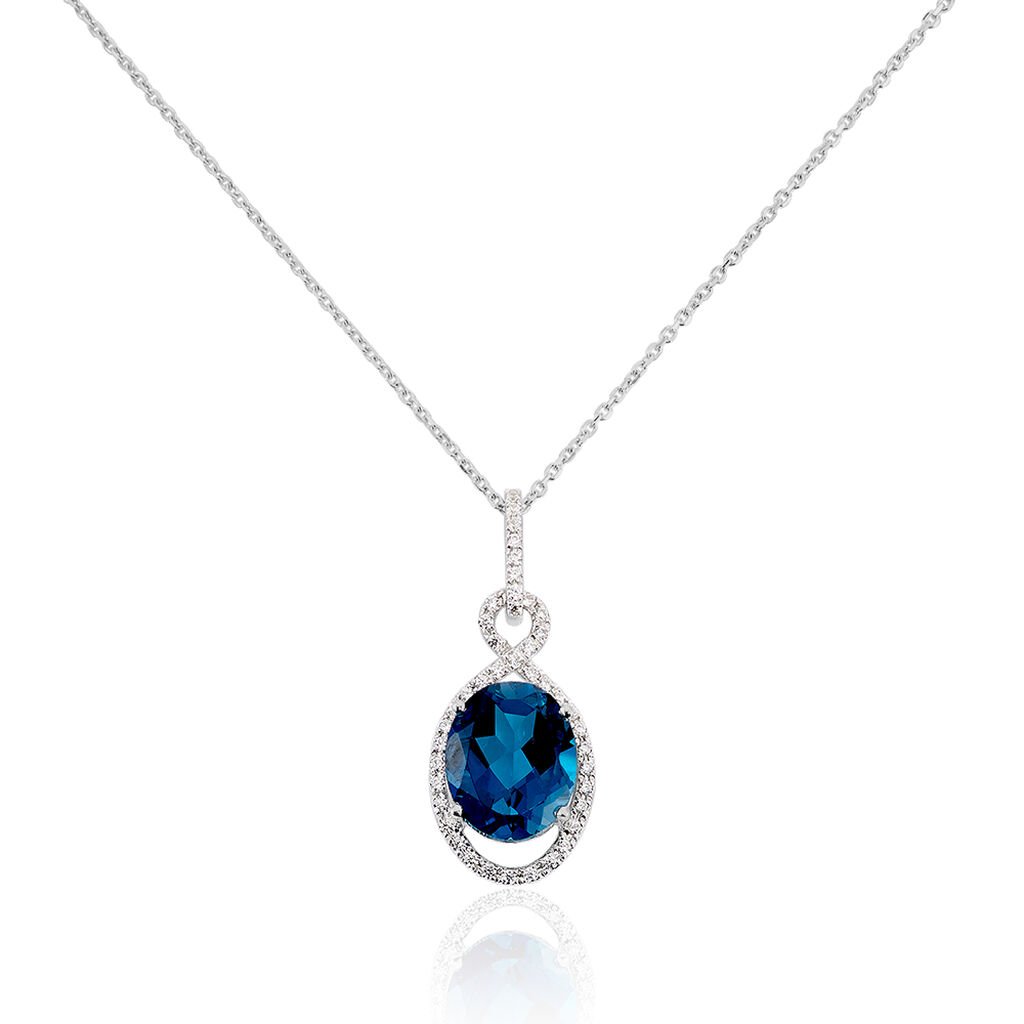 PAGA Damen Collier Weißgold 375 (9 Karat) Topas Blau 1,92 ct Barren - Halsketten Damen | OROVIVO