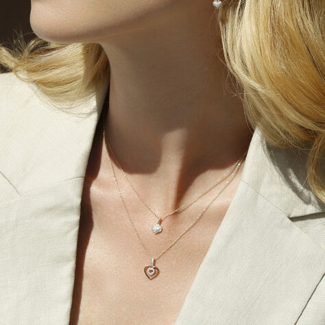 Damen Collier Gold 375 Diamant 0,06ct Herz Herz Special 0,95mm 45cm - Halsketten Damen | OROVIVO