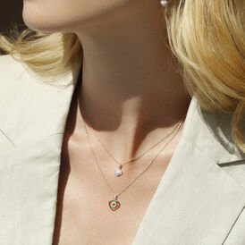 Damen Halskette Gold 375 Diamanten 0,04ct Herz - Herzketten Damen | OROVIVO