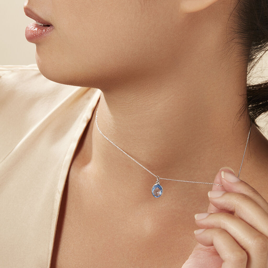 Damen Collier Silber 925 Andere Steine Blau Sinka - Halsketten Damen | OROVIVO