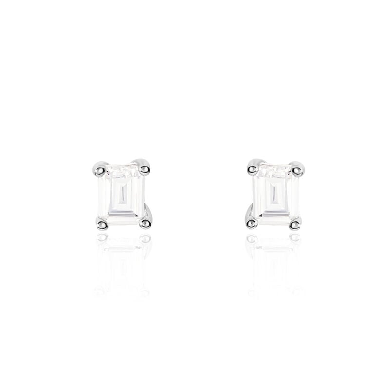 MATHILDA 7 Damen Ohrstecker Silber 925 Zirkonia Wei&szlig; 0,2 ct Rechteckig - Ohrstecker Damen | OROVIVO