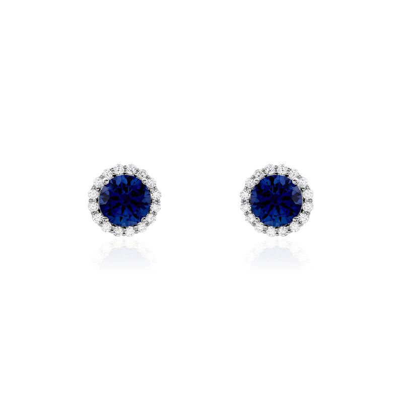 CAMILLA Damen Ohrstecker Silber 925 Andere Steine Blau 1,91 ct Kreis - Ohrstecker Damen | OROVIVO