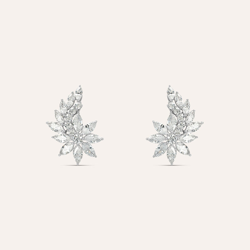Orecchini Lobo Claire Oro Bianco Cubic Zirconia - Spannringe Damen | OROVIVO