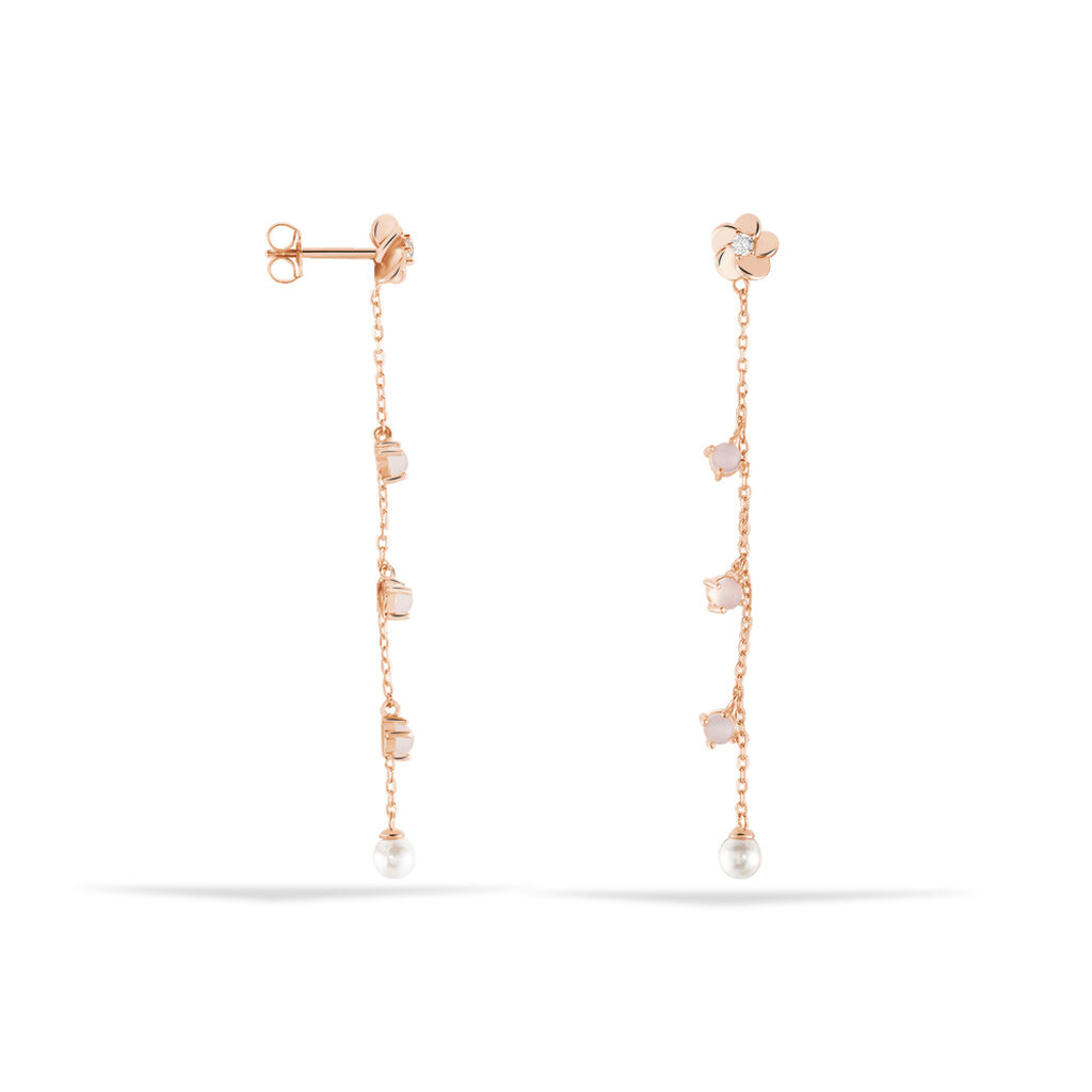 Damen Ohrstecker Lang Silber 925 Rosé Vergoldet - Ohrringe mit Stein Damen | OROVIVO