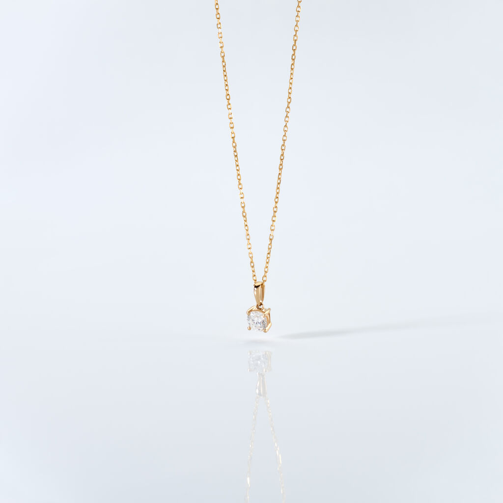 AURELA Damen Collier Gold 585 (14 Karat) Synthetischer Diamant Wei&szlig; 0,25 ct