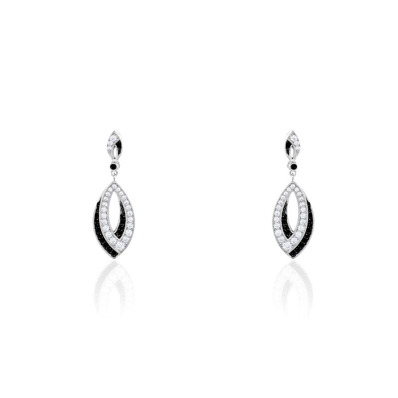 Damen Ohrringe Lang Silber 925 Zirkonia Multicolour Mandel Liv  - Ohrringe mit Stein Damen | OROVIVO