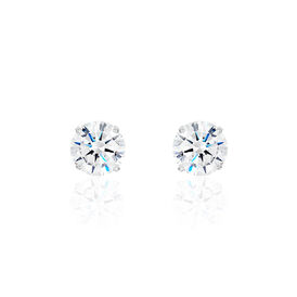 Damen Ohrstecker Weißgold 375 Zirkonia 6mm - Ohrstecker Damen | OROVIVO