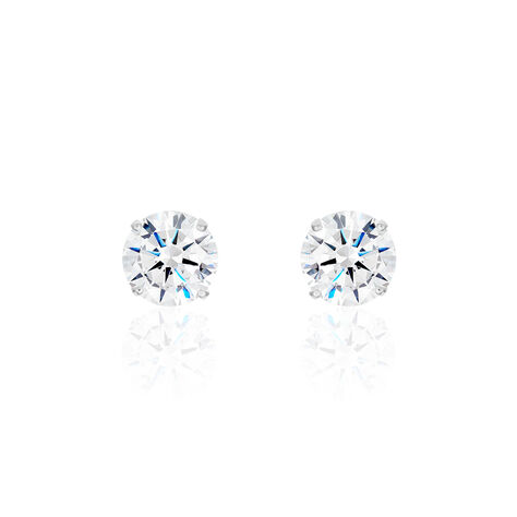 Damen Ohrstecker Weißgold 375 Zirkonia 6mm - Ohrstecker Damen | OROVIVO