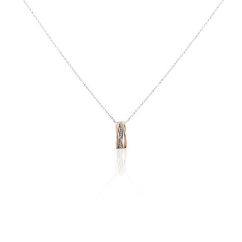 Damen Collier Silber Bicolor Silber/Roségold 925 Zirkonia Mery 1,15mm 45cm - Halsketten Damen | OROVIVO