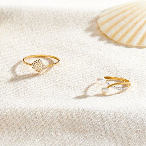 Damenring Gold 375 Zuchtperle Zirkonia  - Ringe mit Stein Damen | OROVIVO