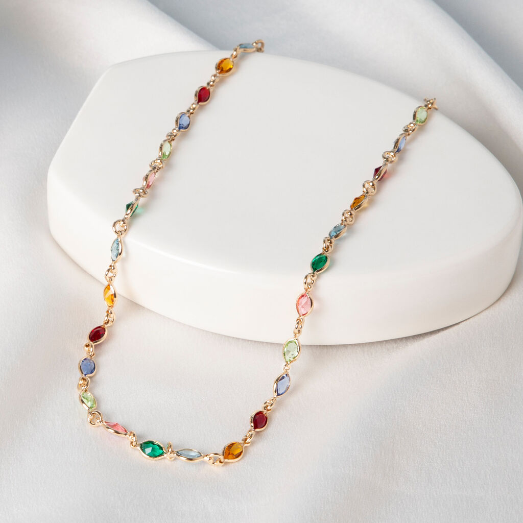 ILVAAE 1 Damen Collier Vergoldet 750 Kristall Multicolour