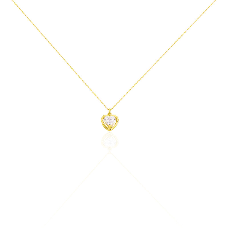 Collier Or Jaune Althea Forme Coeur Entourage Or Torsade 42cm - Spannringe Damen | OROVIVO