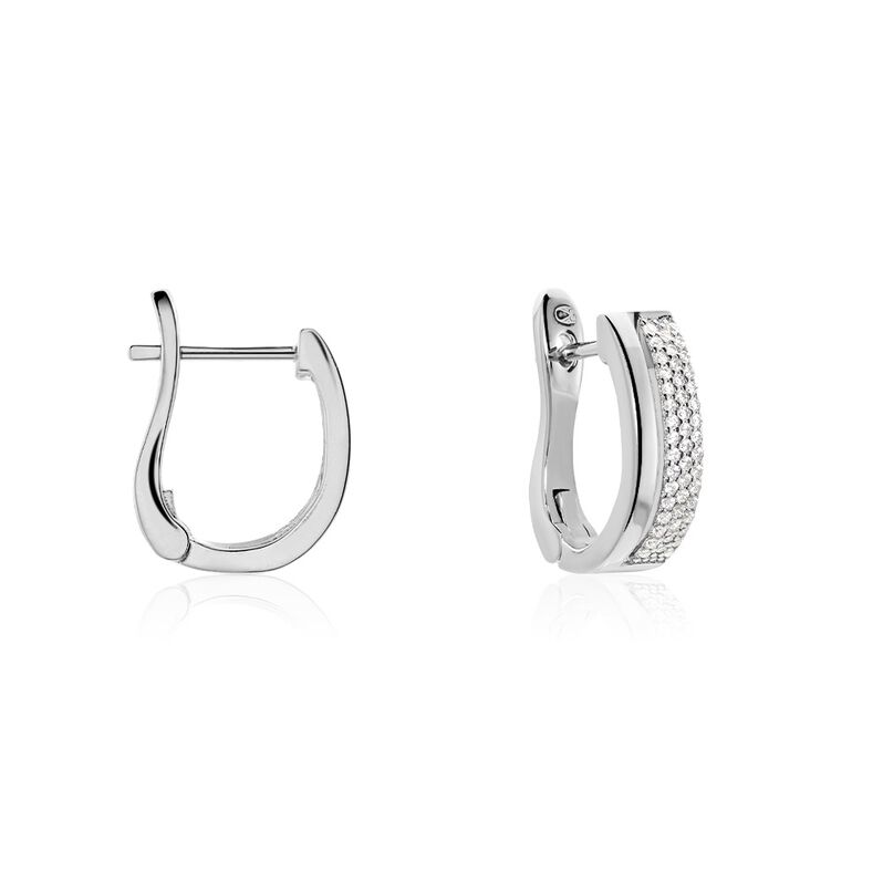 ROSSANA Damen Creolen Silber 925 Zirkonia Weiß - Creolen Damen | OROVIVO