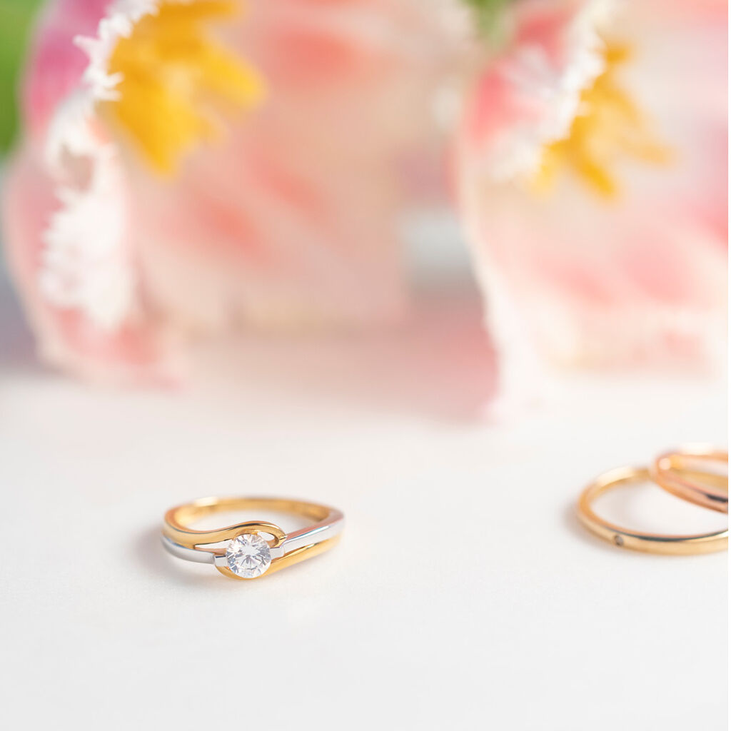 Damen Ring Gold Bicolor 375 Zirkonia  - Verlobungsringe Damen | OROVIVO