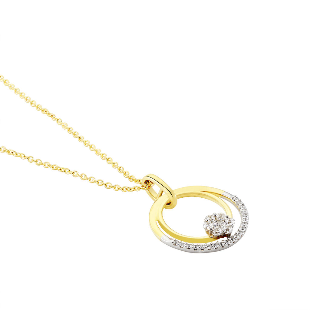 Damen Halskette Gold 375 Zirkonia rhodiniert Kreis - Halsketten Damen | OROVIVO