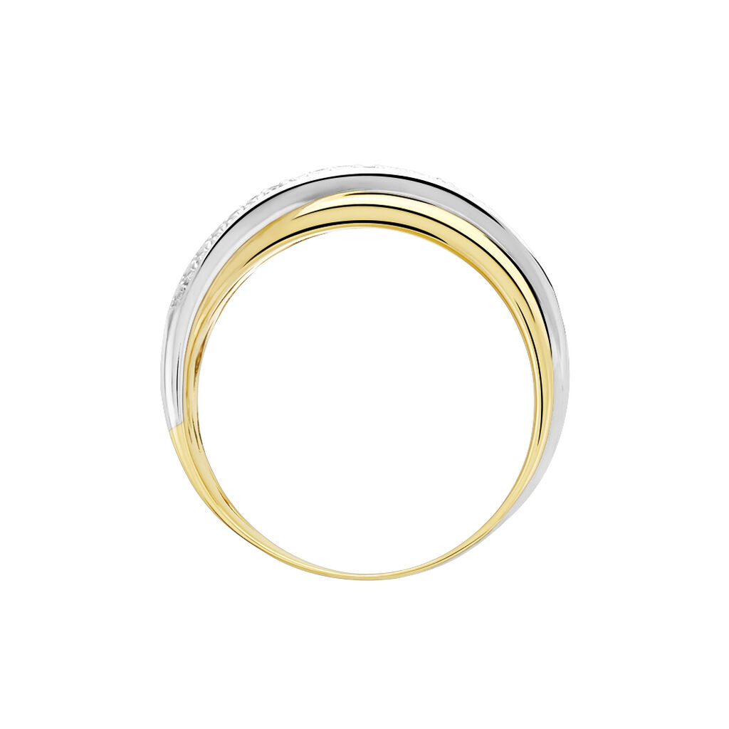 Damen Ring Gold Bicolor 375 (9 Karat) Diamant Wei&szlig; 0,020 ct
