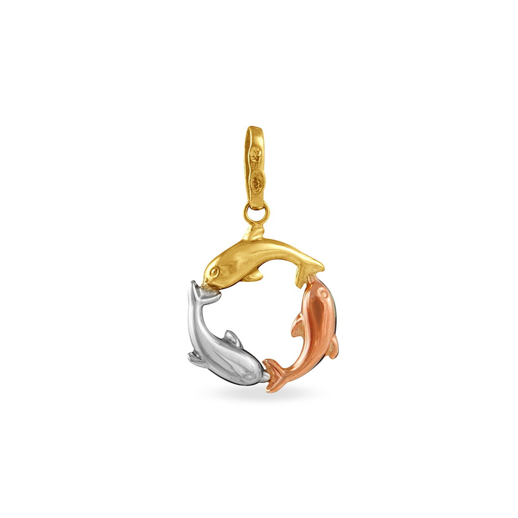 Anhänger Gold 375 Tricolor Delfin  - Schmuckanhänger Familie | OROVIVO