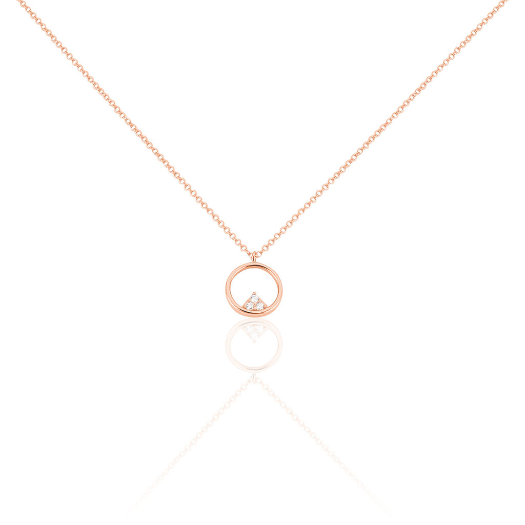 Damen Collier Silber rosevergoldet 925 Zirkonia Dreieck Kreis High 10,00mm - Halsketten Damen | OROVIVO