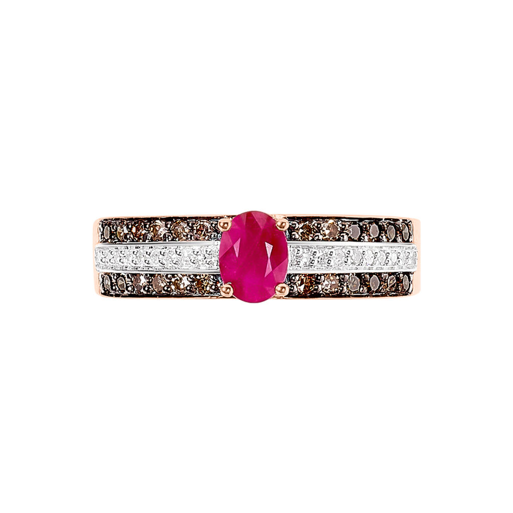 Bague Lexina Or Rose Rubis Et Diamant - Spannringe Damen | OROVIVO