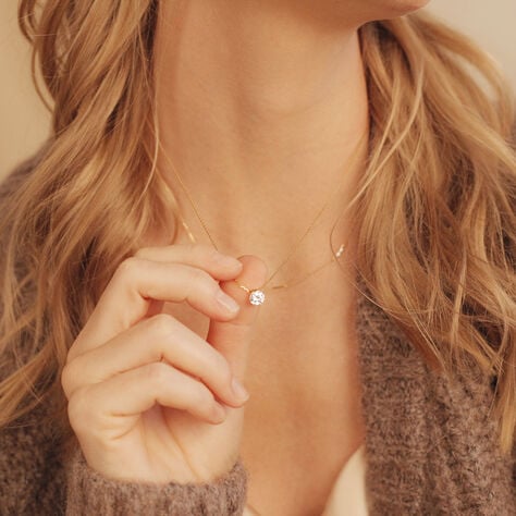 Damen Collier Gold 375 (9 Karat) Zirkonia Weiß 1,480 ct - Halsketten Damen | OROVIVO