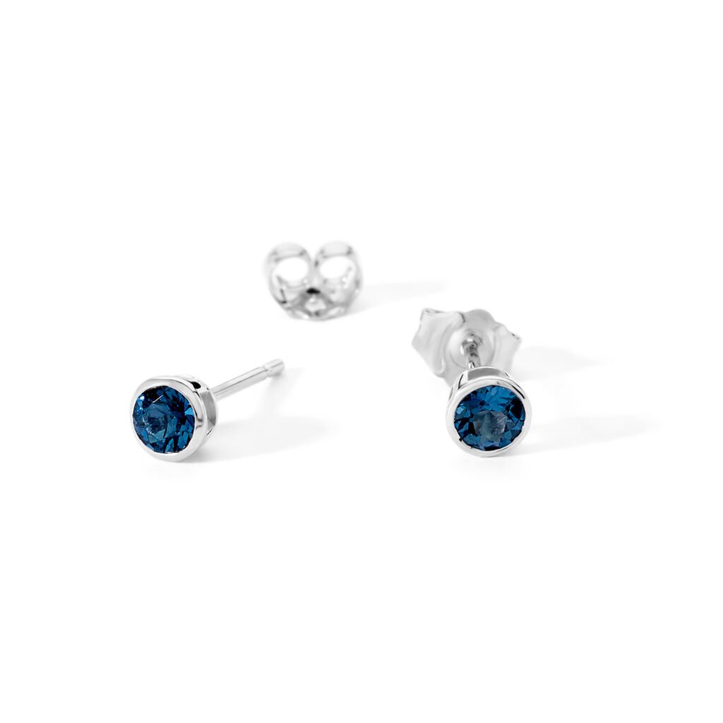 SANNI Damen Ohrstecker Wei&szlig;gold 585 (14 Karat) Topas Blau 0,5 ct