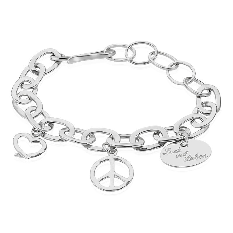 Damen Bettelarmband Silber 925 Herz Peace Heiko Schrem  - Armbänder mit Anhänger Damen | OROVIVO