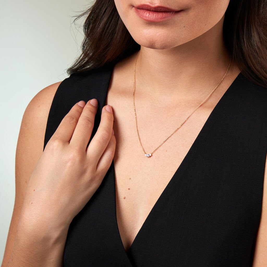 Damen Collier Gold 375 Rund Weiß Trilog 4,5cm -  Damen | OROVIVO
