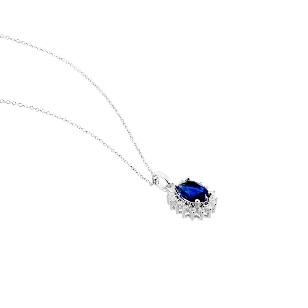 SINYA Damen Collier Silber Silber 925 Glas Blau 3,16 ct