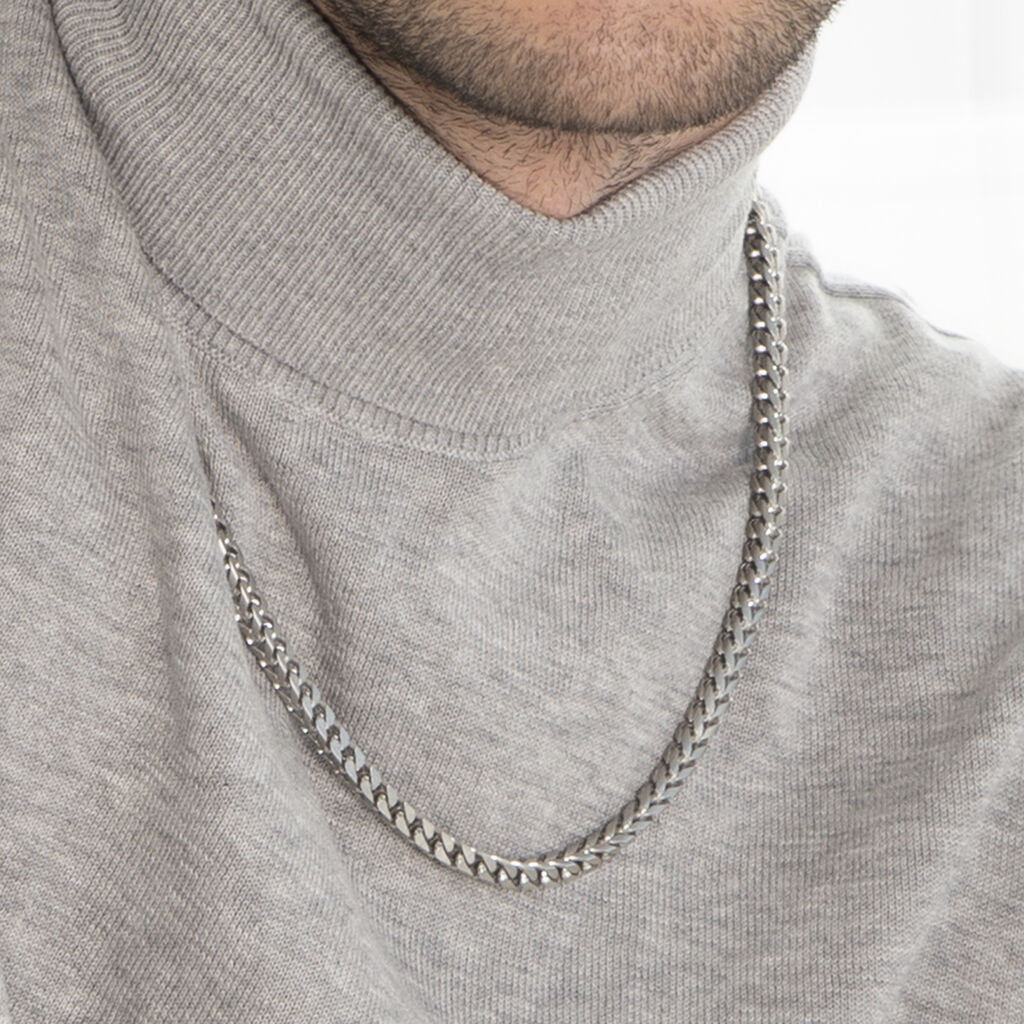 Herren Panzerkette Edelstahl Grau Matt  - Halsketten Herren | OROVIVO