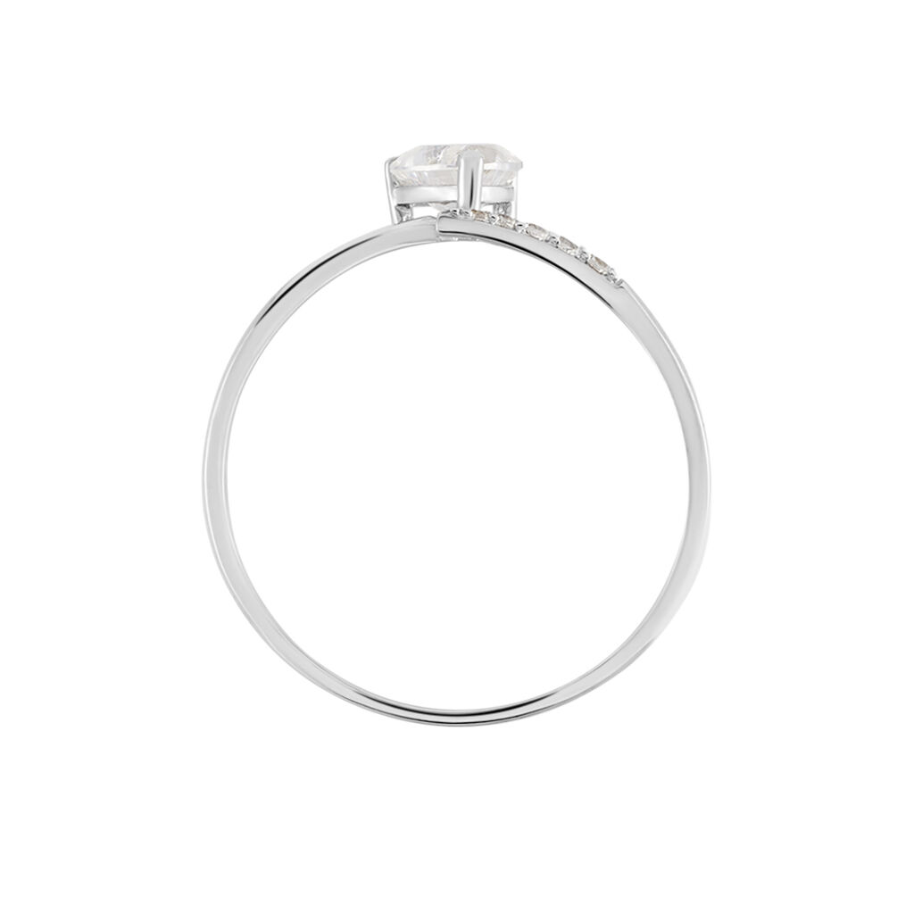 EVA Damen Ring Wei&szlig;gold 375 (9 Karat) Zirkonia Wei&szlig; 0,8 ct Herz