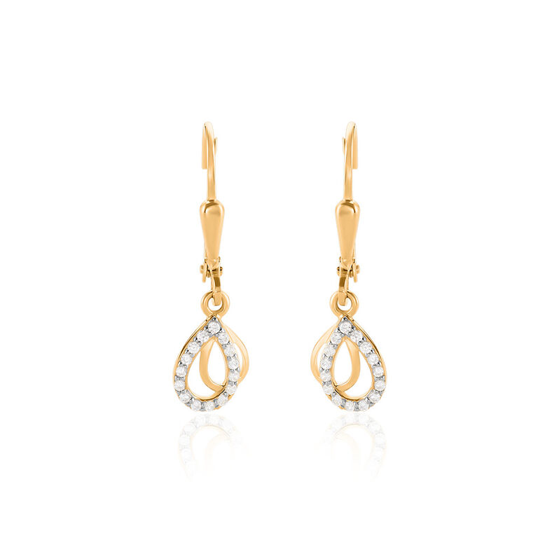 TUIZO Damen Ohrringe Lang Gold Bicolor Gold/Silber 375 (9 Karat) Andere Steine Wei&szlig; Tropfen - Ohrringe mit Stein Damen | OROVIVO