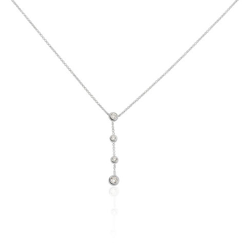 Damen Collier Weißgold 375 Zirkonia Kreis 45cm - Halsketten Damen | OROVIVO