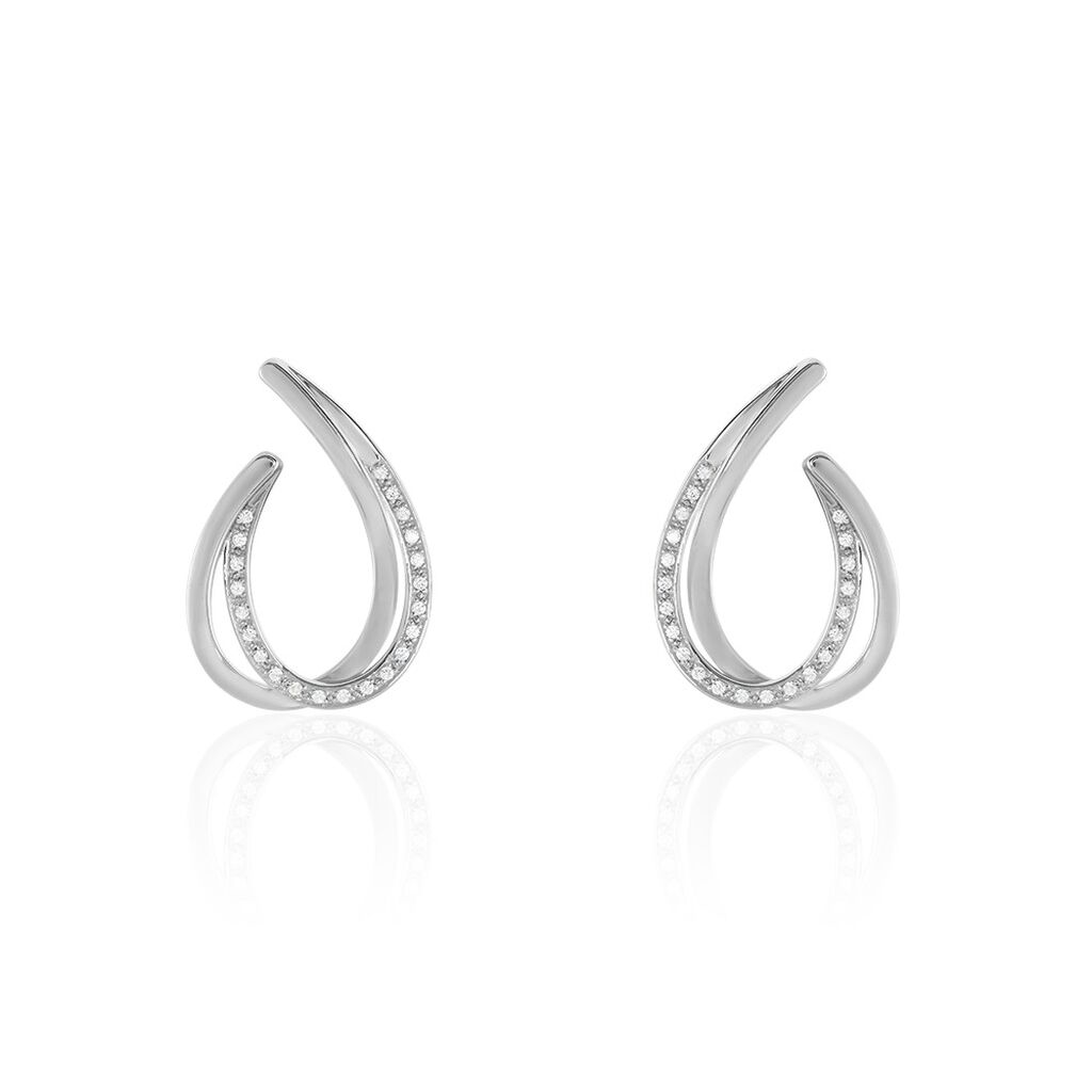 OLINA Damen Ohrstecker Silber Silber 925 Zirkonia Wei&szlig; 0,4 ct