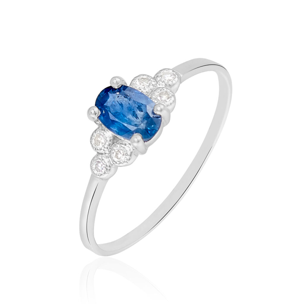 Bague Ananya Or Weiss Saphir Et Diamants - Spannringe Damen | OROVIVO