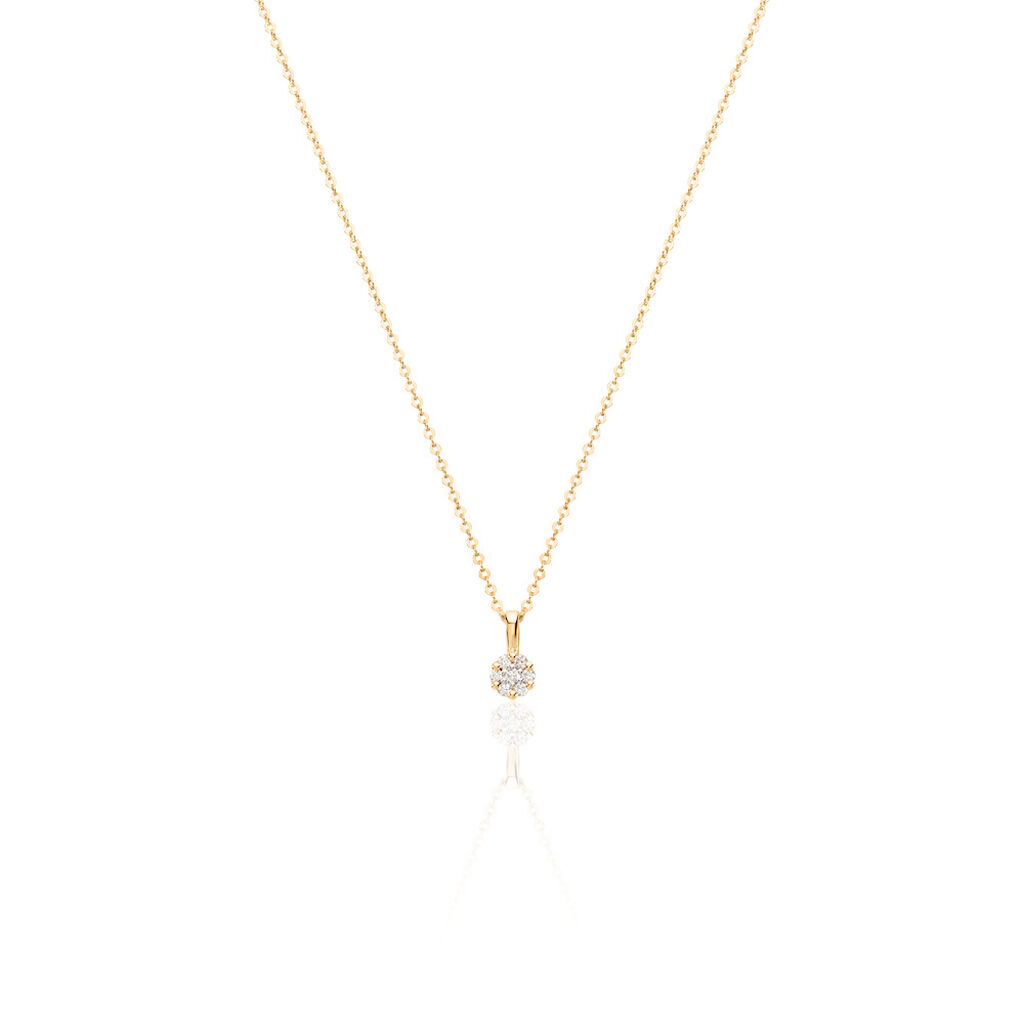 Damen Collier Gold Bicolor Gold/Silber 585 Rund Weiß Alora 4,5cm - Halsketten Damen | OROVIVO