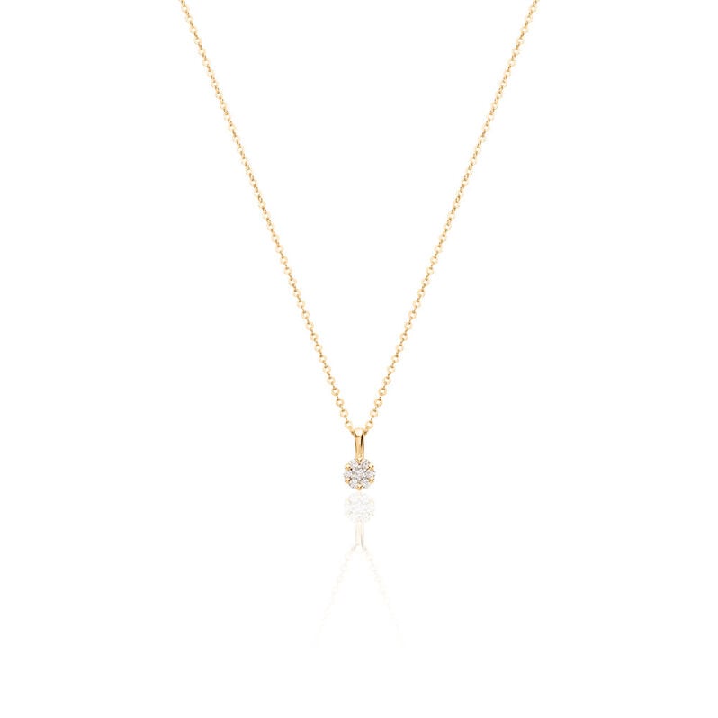Damen Collier Gold Bicolor Gold/Silber 585 Rund Weiß Alora 4,5cm - Halsketten Damen | OROVIVO