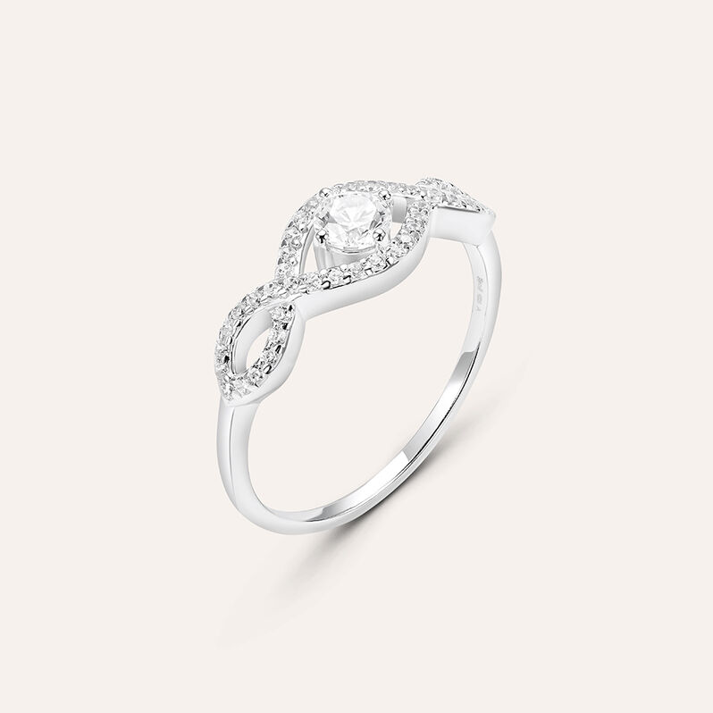Anello Solitario Silver Elegance Argento Rodiato Cubic Zirconia - Spannringe Damen | OROVIVO