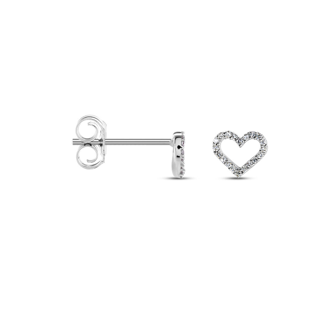 Damen Ohrstecker Weißgold 375 Diamant 0,06ct Herz Herz Glamour  - Ohrstecker Damen | OROVIVO