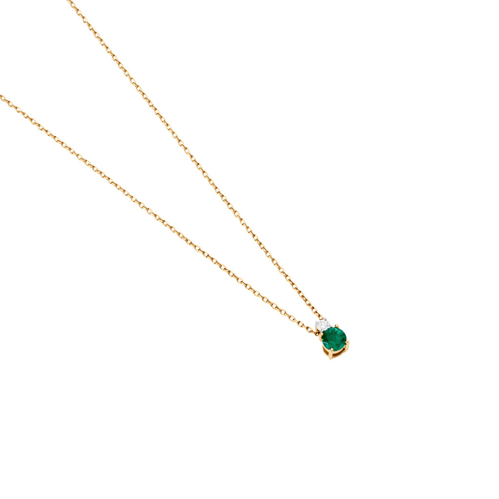 ELISABETH Damen Collier Gold 585 (14 Karat) Smaragd Gr&uuml;n 0,24 ct