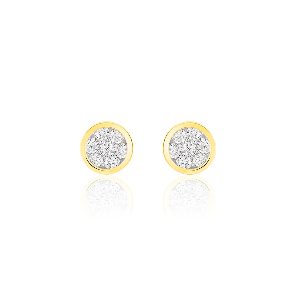 ELINA Damen Ohrstecker Gold 750 (18 Karat) Diamant Wei&szlig; 0,22 ct Kreis