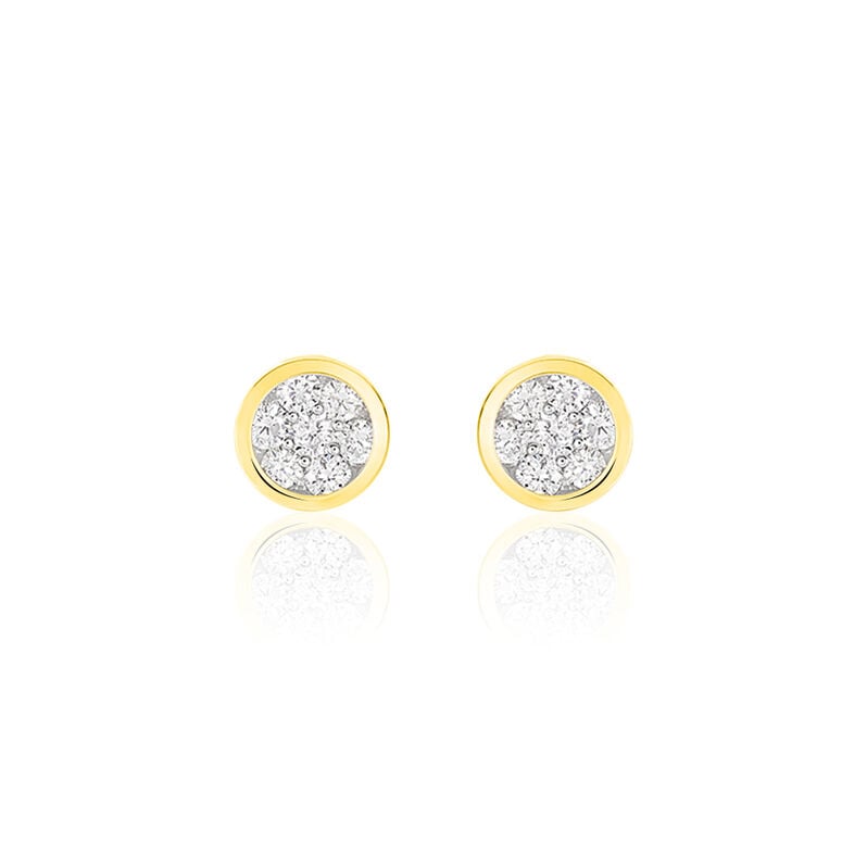 ELINA Damen Ohrstecker Gold 750 (18 Karat) Diamant Wei&szlig; 0,22 ct Kreis - Ohrstecker Damen | OROVIVO